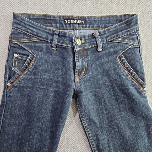 Yoghurt Jeans Women's 16P W32 L28 Dark Wash Blue Tapered Leg Woven Slash Pockets - Picture 10 of 16